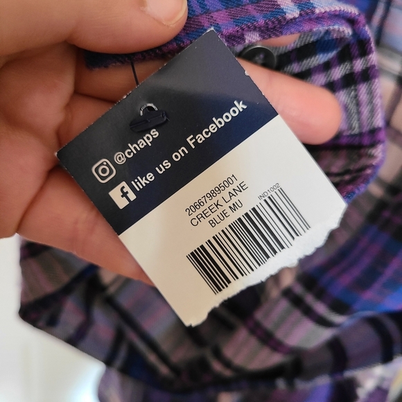 Chaps Creek Lane Checkered Flannel Print Button Down Shirt Size Medium NWT - Picture 5 of 9